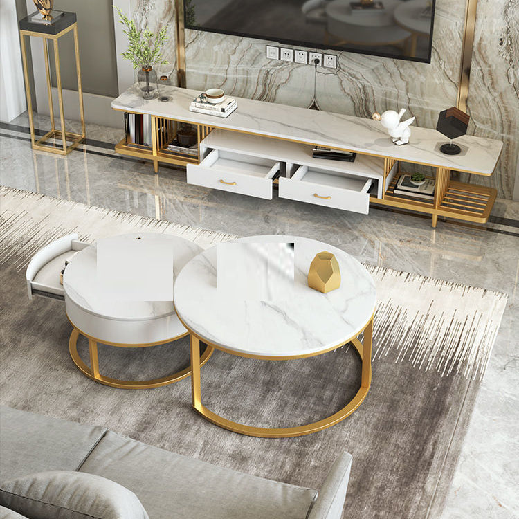 Eigentijdse tv-mediastandaard Stenen tv-console voor woonkamer