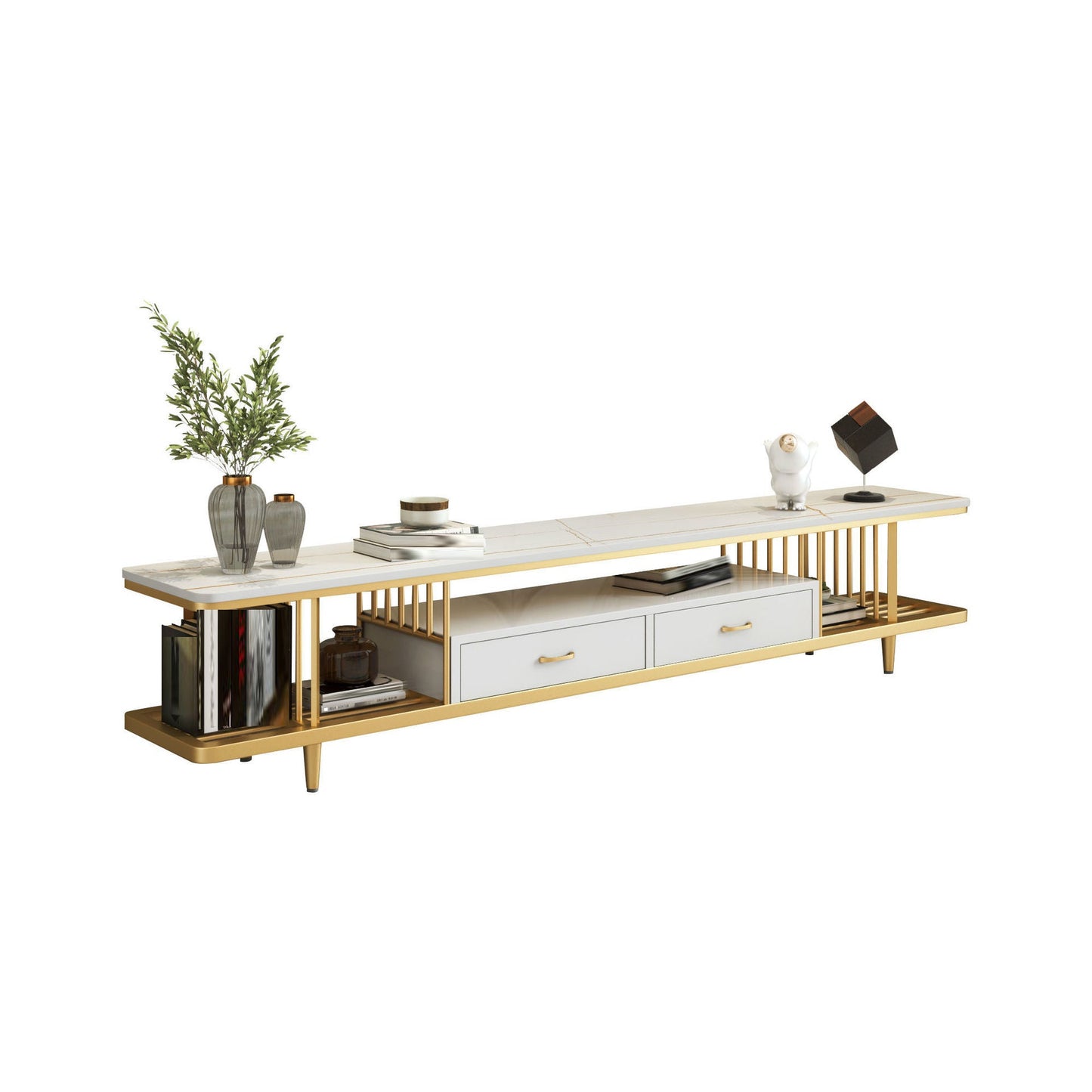 Eigentijdse tv-mediastandaard Stenen tv-console voor woonkamer