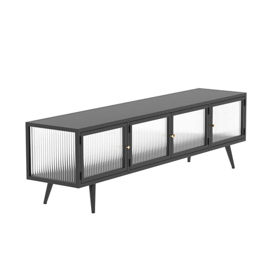 Modern Metal TV Media Stand Enclosed Storage TV Console with Doors for Living Room Clearhalo 'furn' 'furn_tv_stands_entertainment_centers' 'Furniture' 'Living Room Furniture' 'TV Stands & Entertainment Centers' 'TV Stands & Media Storage Furniture' 'tv_stands_entertainment_centers' 6545885