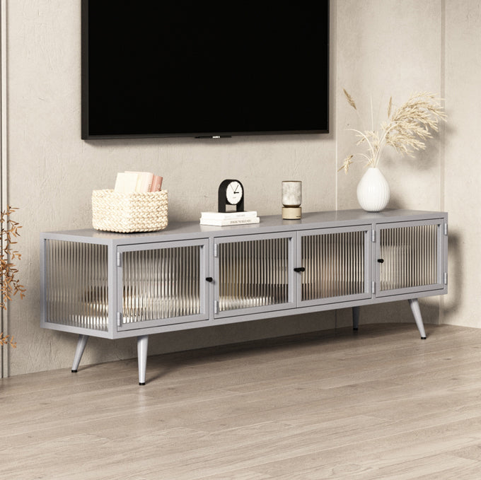 Modern Metal TV Media Stand Enclosed Storage TV Console with Doors for Living Room Clearhalo 'furn' 'furn_tv_stands_entertainment_centers' 'Furniture' 'Living Room Furniture' 'TV Stands & Entertainment Centers' 'TV Stands & Media Storage Furniture' 'tv_stands_entertainment_centers' 6545889