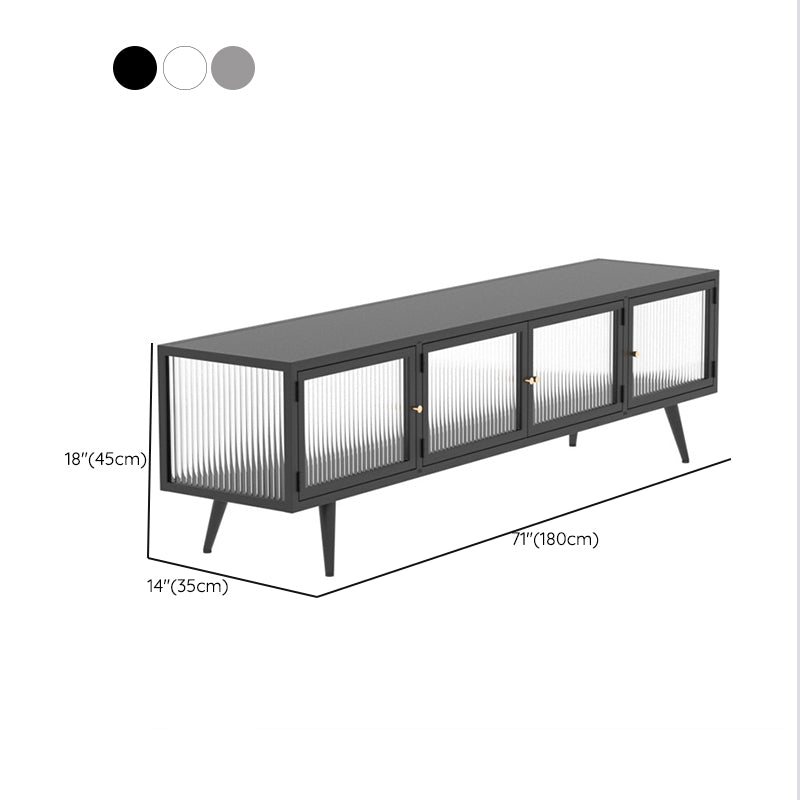 Modern Metal TV Media Stand Enclosed Storage TV Console with Doors for Living Room Clearhalo 'furn' 'furn_tv_stands_entertainment_centers' 'Furniture' 'Living Room Furniture' 'TV Stands & Entertainment Centers' 'TV Stands & Media Storage Furniture' 'tv_stands_entertainment_centers' 6545891