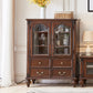 Traditional Display Stand Rubberwood Hutch Cabinet for Living Room 39"L x 19"W x 51"H Nut-Brown Clearhalo 'Display & China Cabinets' 'display_china_cabinets' 'furn' 'furn_display_china_cabinets' 'Furniture' 'Kitchen & Dining Furniture' 6545904