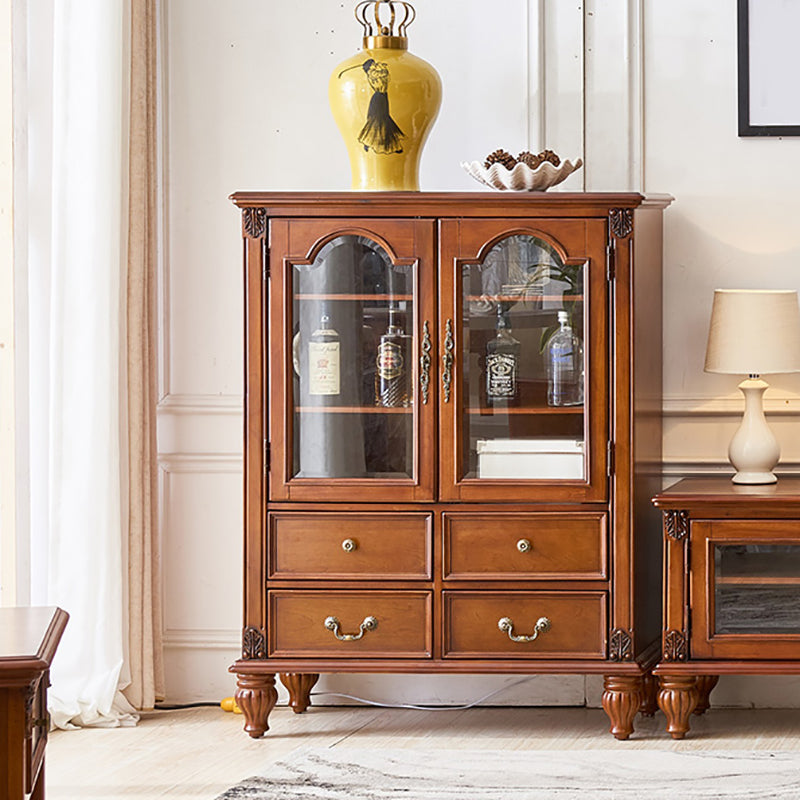 Traditional Display Stand Rubberwood Hutch Cabinet for Living Room 39"L x 19"W x 51"H Brown Clearhalo 'Display & China Cabinets' 'display_china_cabinets' 'furn' 'furn_display_china_cabinets' 'Furniture' 'Kitchen & Dining Furniture' 6545905