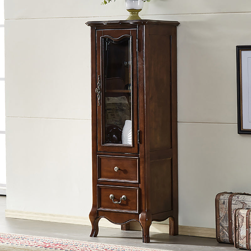 Traditional Display Stand Rubberwood Hutch Cabinet for Living Room 20"L x 16"W x 54"H Nut-Brown Clearhalo 'Display & China Cabinets' 'display_china_cabinets' 'furn' 'furn_display_china_cabinets' 'Furniture' 'Kitchen & Dining Furniture' 6545911