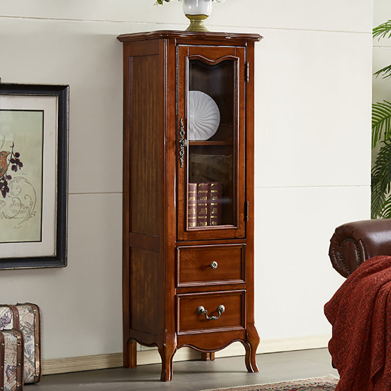 Traditional Display Stand Rubberwood Hutch Cabinet for Living Room 20"L x 16"W x 54"H Brown Clearhalo 'Display & China Cabinets' 'display_china_cabinets' 'furn' 'furn_display_china_cabinets' 'Furniture' 'Kitchen & Dining Furniture' 6545913