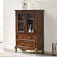 Traditional Display Stand Rubberwood Hutch Cabinet for Living Room 31"L x 16"W x 47"H Nut-Brown Clearhalo 'Display & China Cabinets' 'display_china_cabinets' 'furn' 'furn_display_china_cabinets' 'Furniture' 'Kitchen & Dining Furniture' 6545916
