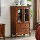 Traditional Display Stand Rubberwood Hutch Cabinet for Living Room 31"L x 16"W x 47"H Brown Clearhalo 'Display & China Cabinets' 'display_china_cabinets' 'furn' 'furn_display_china_cabinets' 'Furniture' 'Kitchen & Dining Furniture' 6545917