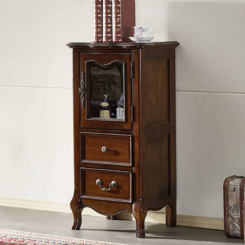 Traditional Display Stand Rubberwood Hutch Cabinet for Living Room 20"L x 16"W x 47"H Nut-Brown Clearhalo 'Display & China Cabinets' 'display_china_cabinets' 'furn' 'furn_display_china_cabinets' 'Furniture' 'Kitchen & Dining Furniture' 6545919