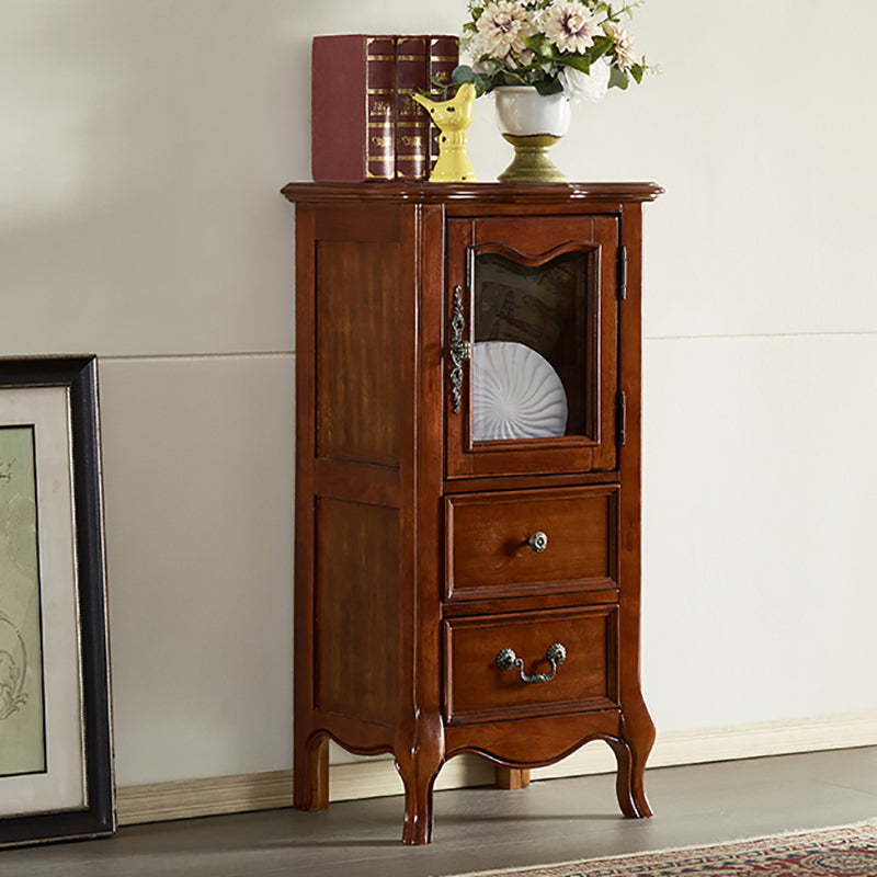 Traditional Display Stand Rubberwood Hutch Cabinet for Living Room 20"L x 16"W x 47"H Brown Clearhalo 'Display & China Cabinets' 'display_china_cabinets' 'furn' 'furn_display_china_cabinets' 'Furniture' 'Kitchen & Dining Furniture' 6545921