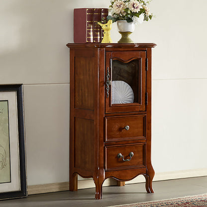 Traditional Display Stand Rubberwood Hutch Cabinet for Living Room 20"L x 16"W x 47"H Brown Clearhalo 'Display & China Cabinets' 'display_china_cabinets' 'furn' 'furn_display_china_cabinets' 'Furniture' 'Kitchen & Dining Furniture' 6545921