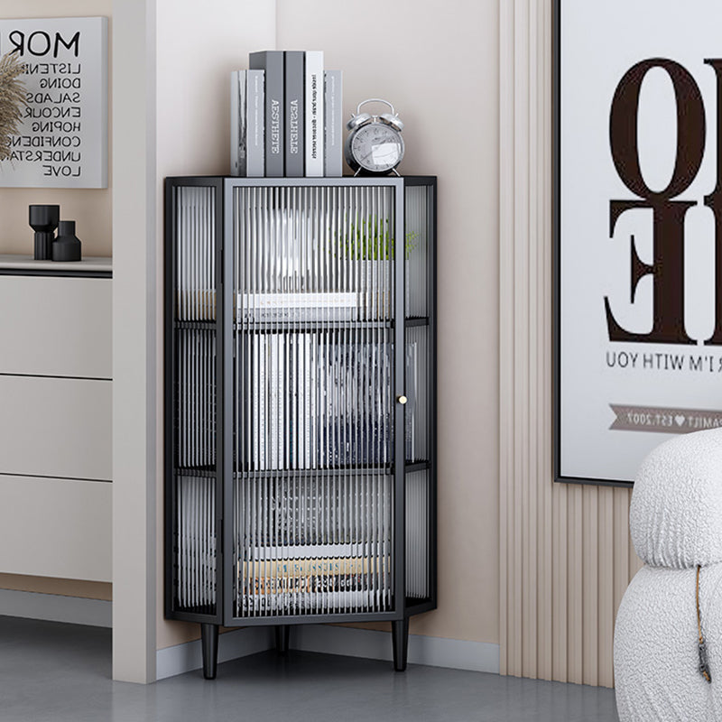 Gabinete de exhibición de la unidad de esquina de Curio Metal Curio contemporáneo con puertas para el comedor