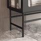 Contemporary Metal Curio Cabinet Glass Doors Hutch Cabinet for Living Room