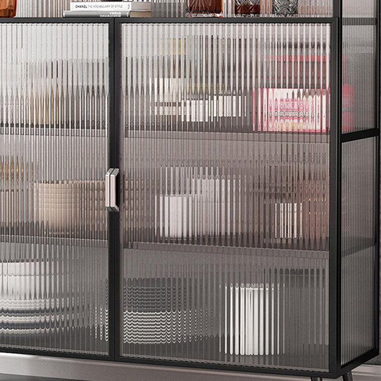 Glam Metal Curio Curio Porte di vetro Visualizza mobile per soggiorno per soggiorno