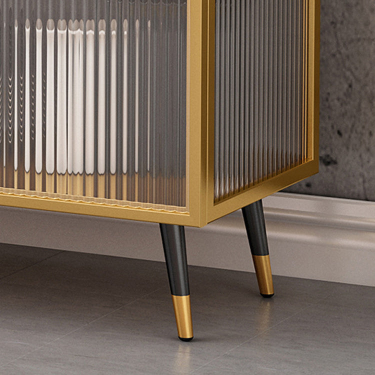 Glam Metal Curio Curio Porte di vetro Visualizza mobile per soggiorno per soggiorno