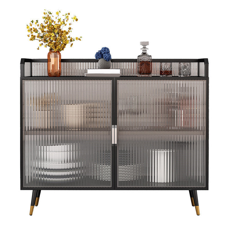 Glam Metal Curio Curio Porte di vetro Visualizza mobile per soggiorno per soggiorno