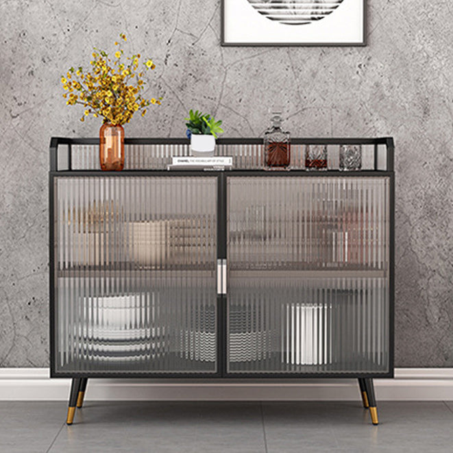 Glam Metal Curio Curio Porte di vetro Visualizza mobile per soggiorno per soggiorno