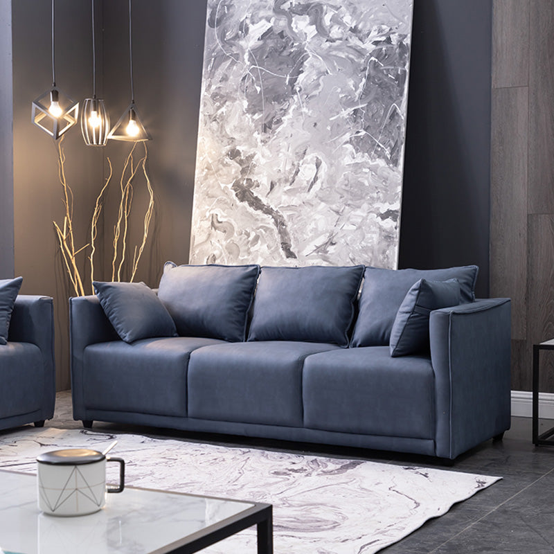 Divano a braccio quadrato in legno massiccio con cuscini indietro per soggiorno