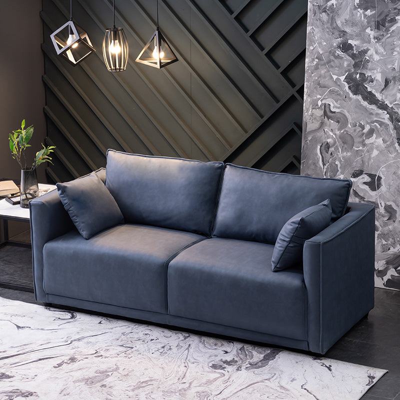 Sofá de brazo cuadrado de madera sólida con cojines hacia atrás para sala de estar