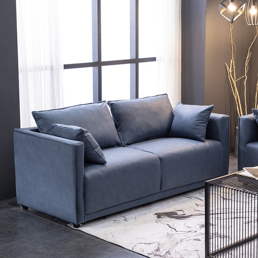 Solid Wood Square Arm Sofa with Cushions Back for Living Room