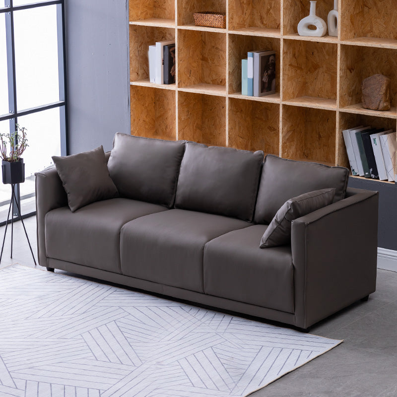 リビングルームのためにクッションバック付きのソリッドウッドスクエアアームソファ