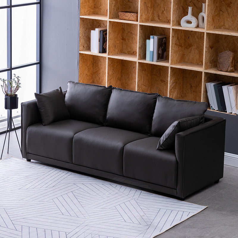 リビングルームのためにクッションバック付きのソリッドウッドスクエアアームソファ