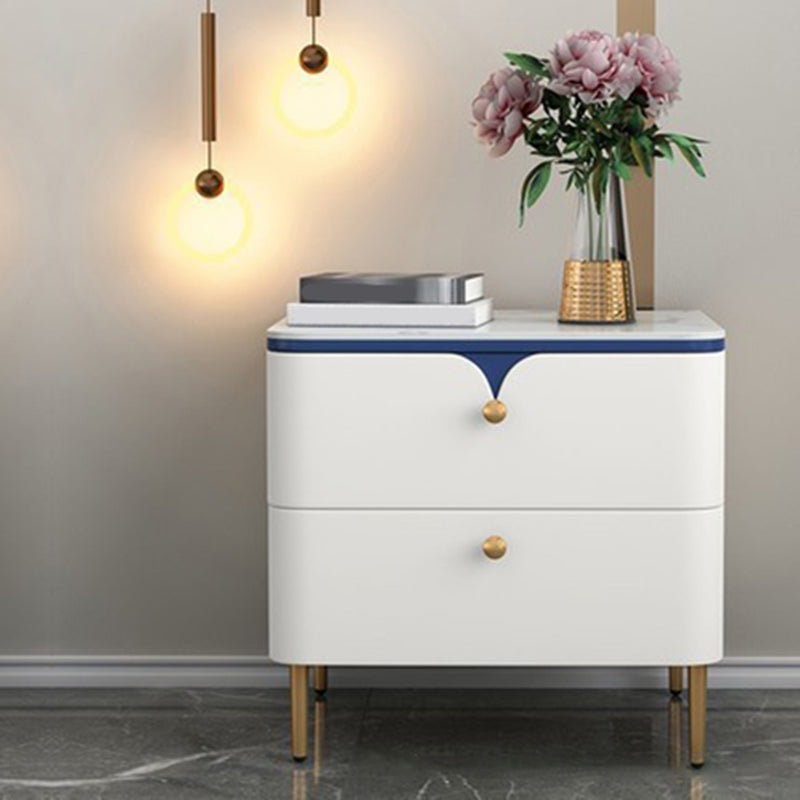 Stone Bed Nightstand Contemporary Bedside Cabinet with 2 Drawers White-Blue 1 Piece Clearhalo 'Bedroom Furniture' 'furn' 'furn_night_stand' 'Furniture' 'night_stand' 'Nightstands' 6546824