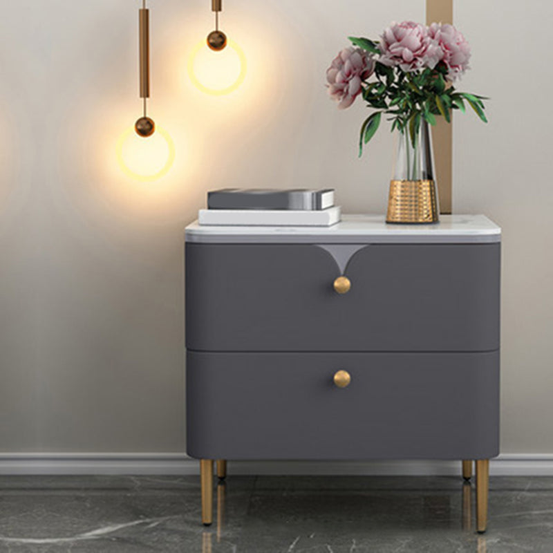 Stone Bed Nightstand Contemporary Bedside Cabinet with 2 Drawers Dark Gray 1 Piece Clearhalo 'Bedroom Furniture' 'furn' 'furn_night_stand' 'Furniture' 'night_stand' 'Nightstands' 6546825