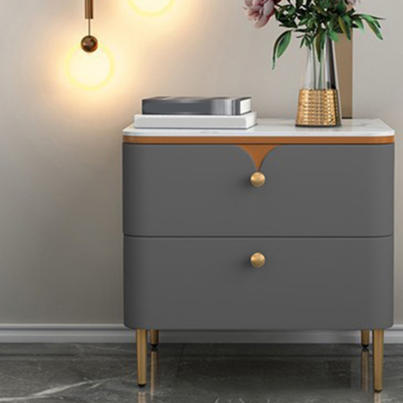 Stone Bed Nightstand Contemporary Bedside Cabinet with 2 Drawers Dark Gray Orange 1 Piece Clearhalo 'Bedroom Furniture' 'furn' 'furn_night_stand' 'Furniture' 'night_stand' 'Nightstands' 6546828
