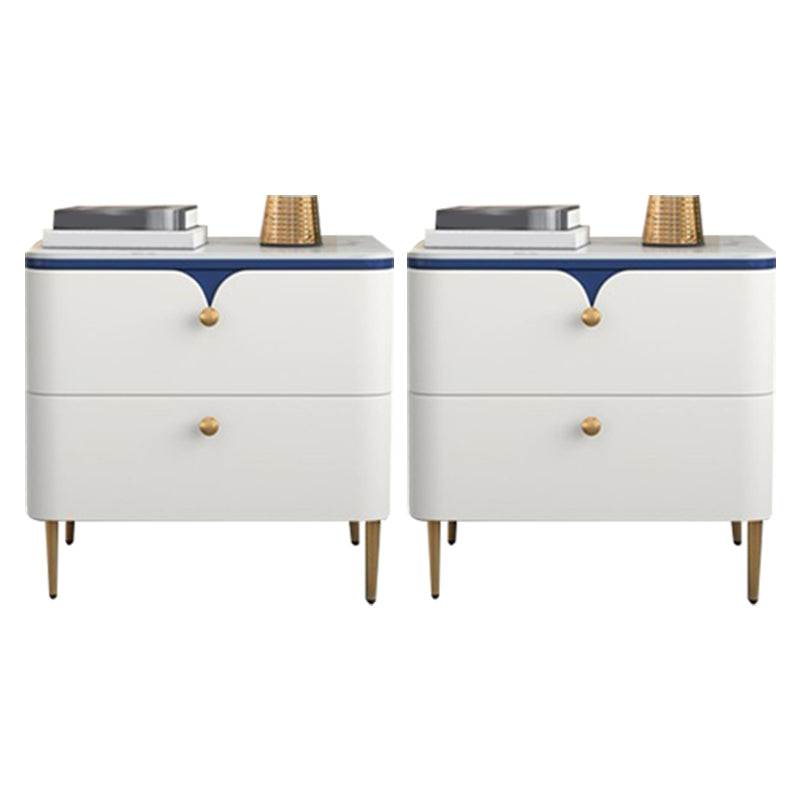Stone Bed Nightstand Contemporary Bedside Cabinet with 2 Drawers White-Blue 2 Piece Set Clearhalo 'Bedroom Furniture' 'furn' 'furn_night_stand' 'Furniture' 'night_stand' 'Nightstands' 6546833