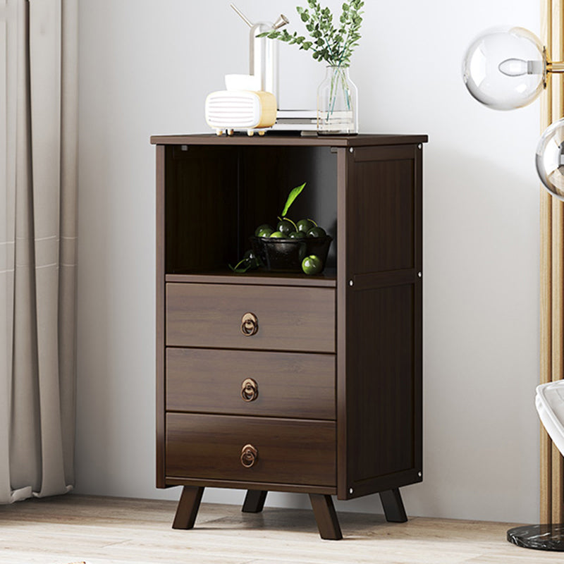 Wooden Dresser Dresser Classic Glam Storage Chest with Drawers 16.7"L x 13"W x 34.3"H Nut-Brown Clearhalo 'Bedroom Furniture' 'Dressers & Chests' 'dressers_chests' 'furn' 'furn_dressers_chests' 'Furniture' 6546850