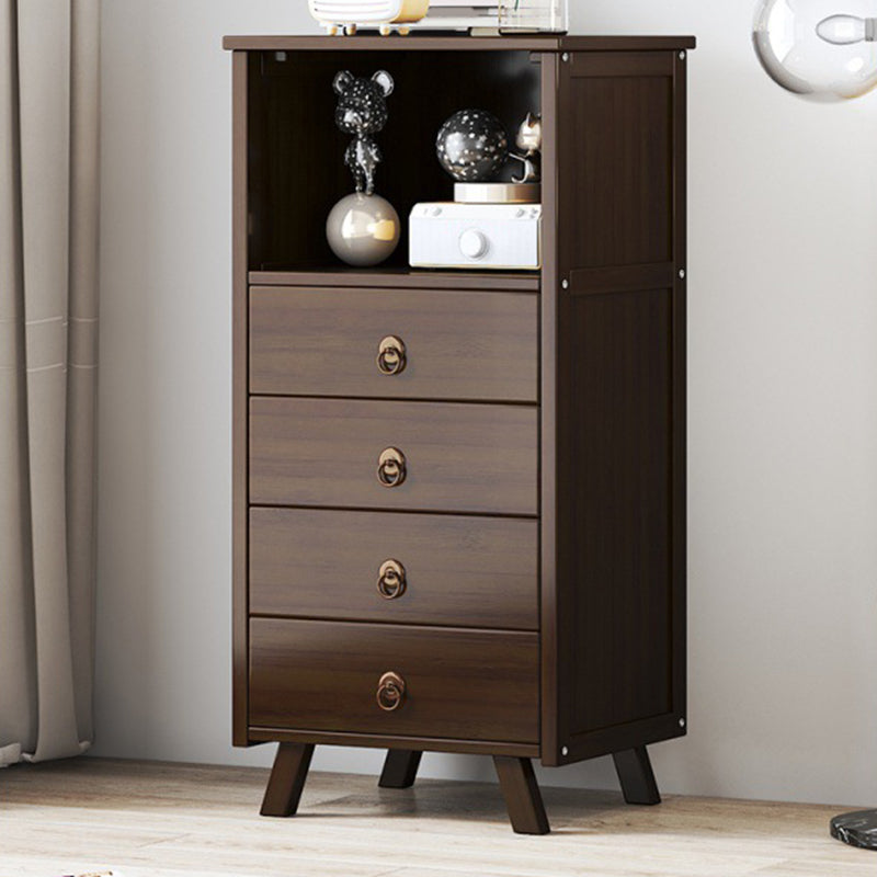 Wooden Dresser Dresser Classic Glam Storage Chest with Drawers 16.7"L x 13"W x 40.4"H Nut-Brown Clearhalo 'Bedroom Furniture' 'Dressers & Chests' 'dressers_chests' 'furn' 'furn_dressers_chests' 'Furniture' 6546851