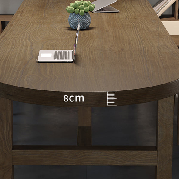 Modern Solid Wood Oval Office Desk 29.53-inch Tall H-Base Writing Desk Clearhalo 'furn' 'furn_office_desk' 'Furniture' 'Office Desks' 'Office Furniture' 'office_desk' 6548610