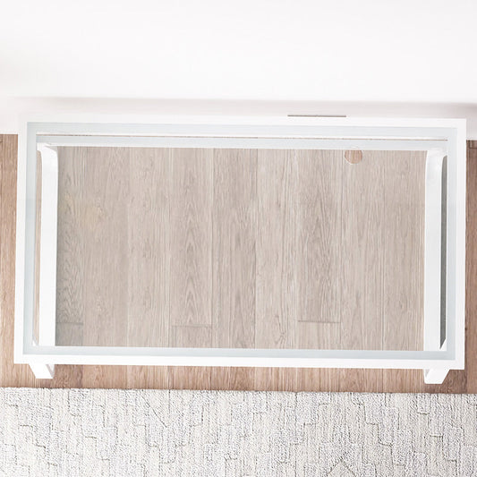 Modern 28.54" Tall Office Desk Glass Top Rectangular Writing Desk Clearhalo 'furn' 'furn_office_desk' 'Furniture' 'Office Desks' 'Office Furniture' 'office_desk' 6548628