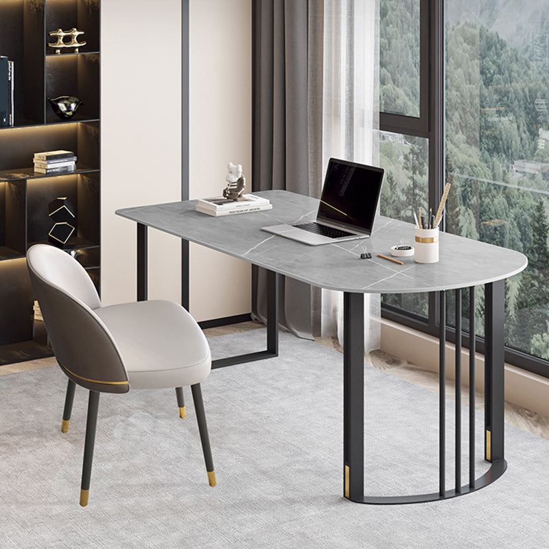 Scrivania da ufficio in pietra industriale da 29,53 pollici con gambe di ferro