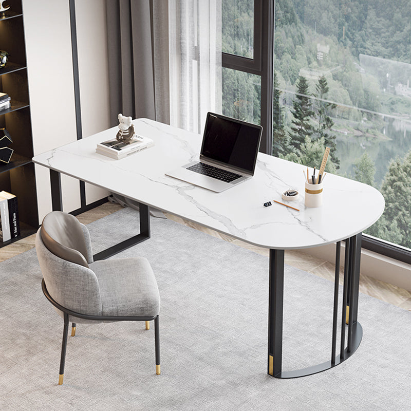 Scrivania da ufficio in pietra industriale da 29,53 pollici con gambe di ferro