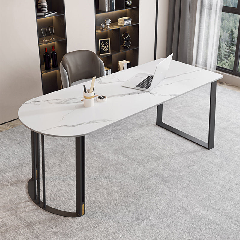 Scrivania da ufficio in pietra industriale da 29,53 pollici con gambe di ferro