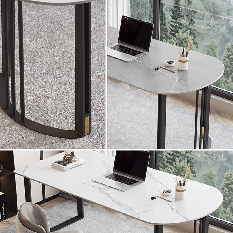 Scrivania da ufficio in pietra industriale da 29,53 pollici con gambe di ferro