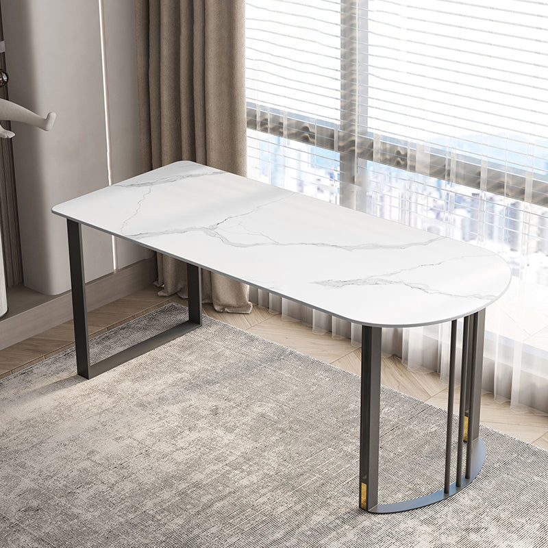 Scrivania da ufficio in pietra industriale da 29,53 pollici con gambe di ferro