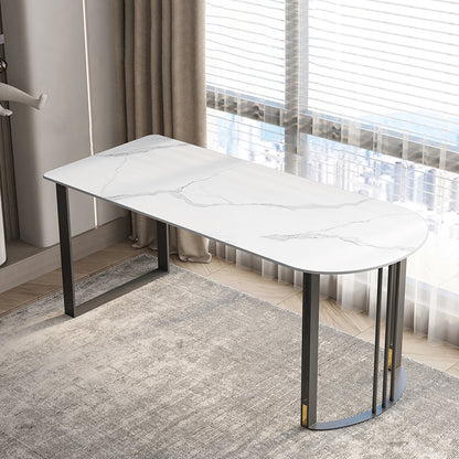 Scrivania da ufficio in pietra industriale da 29,53 pollici con gambe di ferro