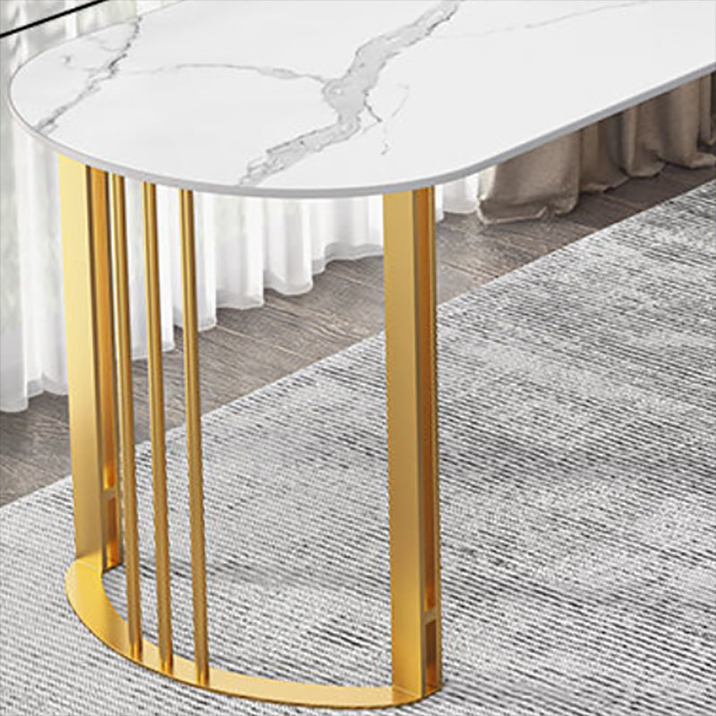 Bureau de bureau Glam Stone 29.53 pouces de haut avec base en métal