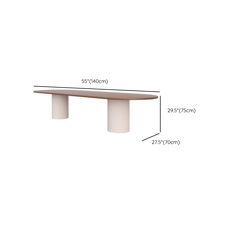 Escritorio de escritura industrial de 29.25 pulgadas H escritorio de oficina ovalada de madera maciza