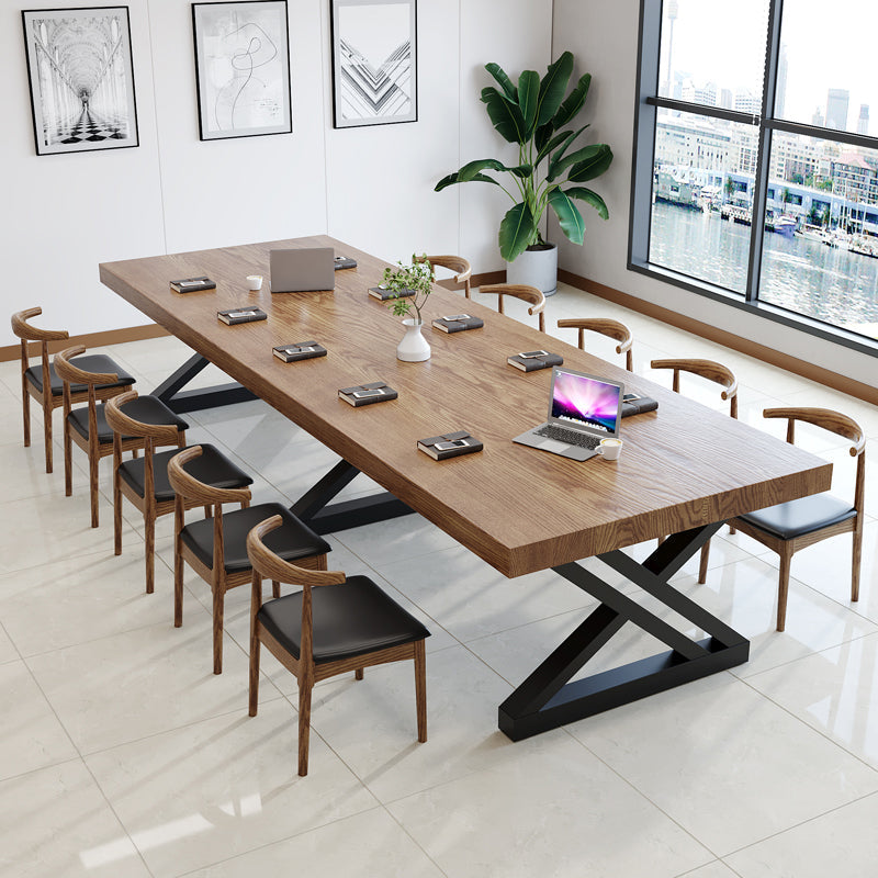 Industrial Massivholz Schreibtisch Trestle Basis 29.53 "hoher Büroschreibtisch