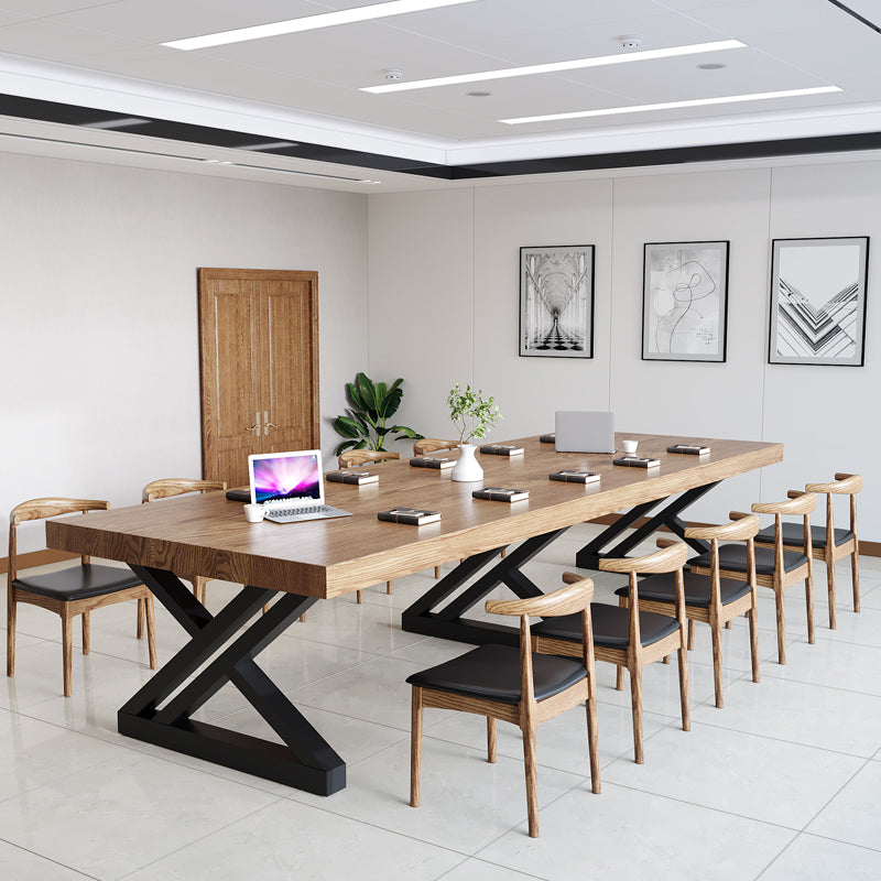 Industrial Massivholz Schreibtisch Trestle Basis 29.53 "hoher Büroschreibtisch