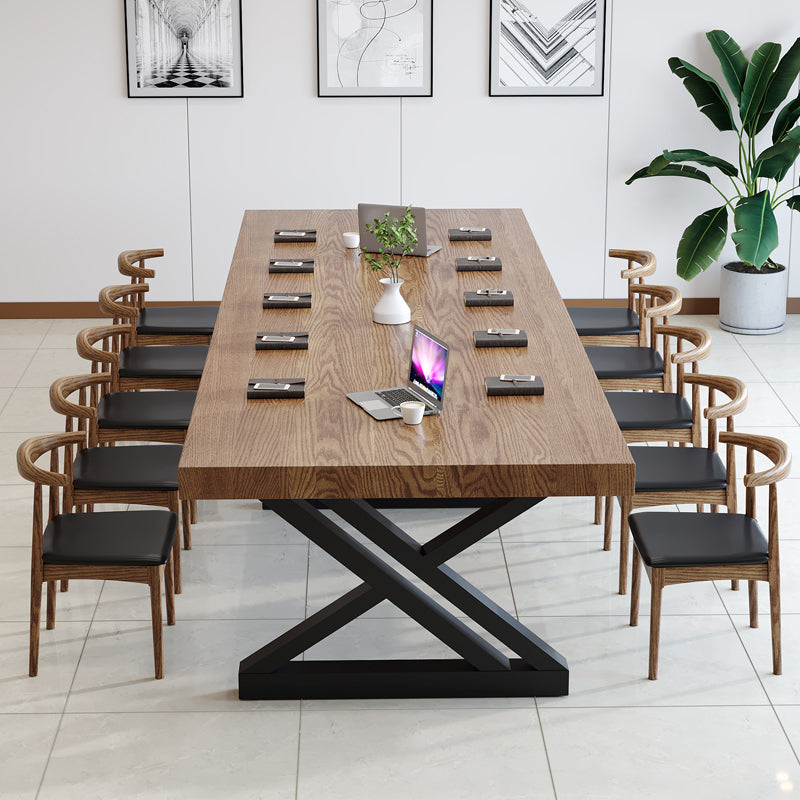 Industrial Massivholz Schreibtisch Trestle Basis 29.53 "hoher Büroschreibtisch