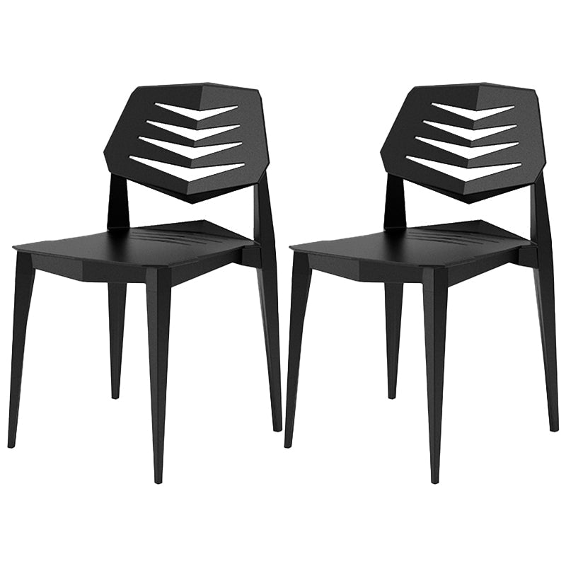 Contemporary No Arm Conference Chair Plastic Chair with Legs for Office Black 2 Piece Set Clearhalo 'furn' 'furn_office_chair' 'Furniture' 'Office Chairs' 'Office Furniture' 'office_chair' 6549444