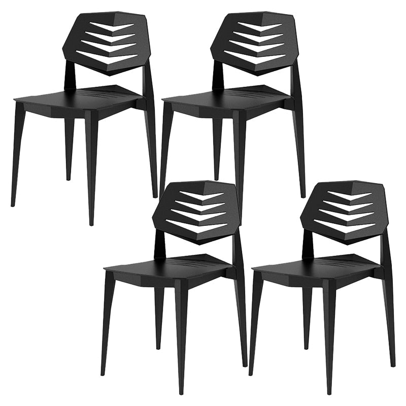 Contemporary No Arm Conference Chair Plastic Chair with Legs for Office Black 4 Piece Set Clearhalo 'furn' 'furn_office_chair' 'Furniture' 'Office Chairs' 'Office Furniture' 'office_chair' 6549446