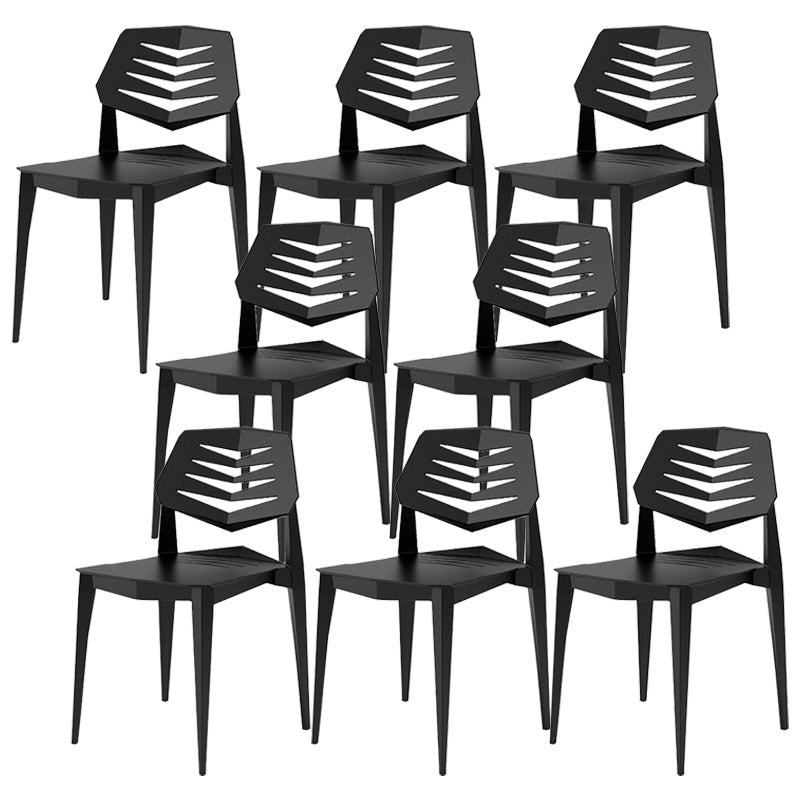 Contemporary No Arm Conference Chair Plastic Chair with Legs for Office Black 8 Piece Set Clearhalo 'furn' 'furn_office_chair' 'Furniture' 'Office Chairs' 'Office Furniture' 'office_chair' 6549450