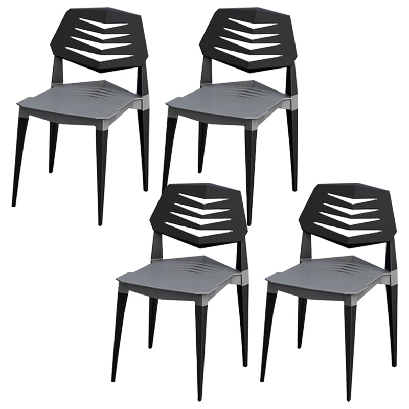 Contemporary No Arm Conference Chair Plastic Chair with Legs for Office Grey 4 Piece Set Clearhalo 'furn' 'furn_office_chair' 'Furniture' 'Office Chairs' 'Office Furniture' 'office_chair' 6549454