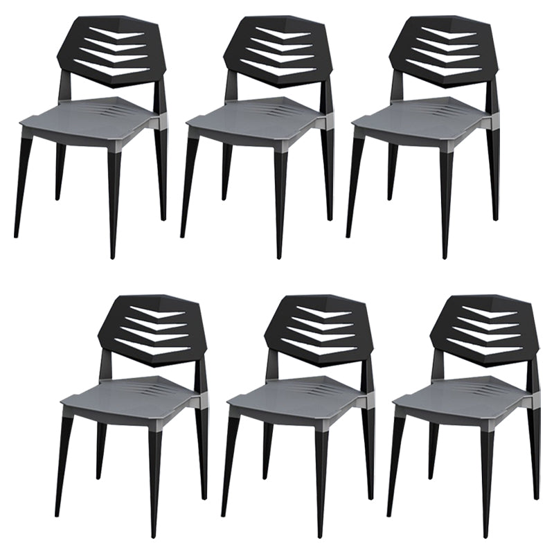 Contemporary No Arm Conference Chair Plastic Chair with Legs for Office Grey 6 Piece Set Clearhalo 'furn' 'furn_office_chair' 'Furniture' 'Office Chairs' 'Office Furniture' 'office_chair' 6549455