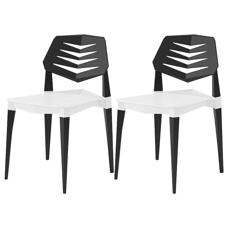 Contemporary No Arm Conference Chair Plastic Chair with Legs for Office White 2 Piece Set Clearhalo 'furn' 'furn_office_chair' 'Furniture' 'Office Chairs' 'Office Furniture' 'office_chair' 6549459